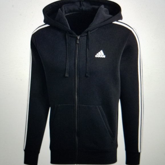 adidas black polyester fleece jacket